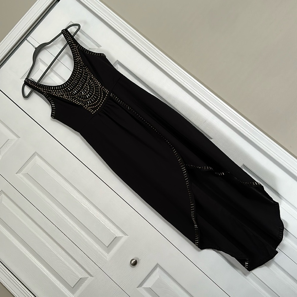 Bebe Black Studded High-Low Dress